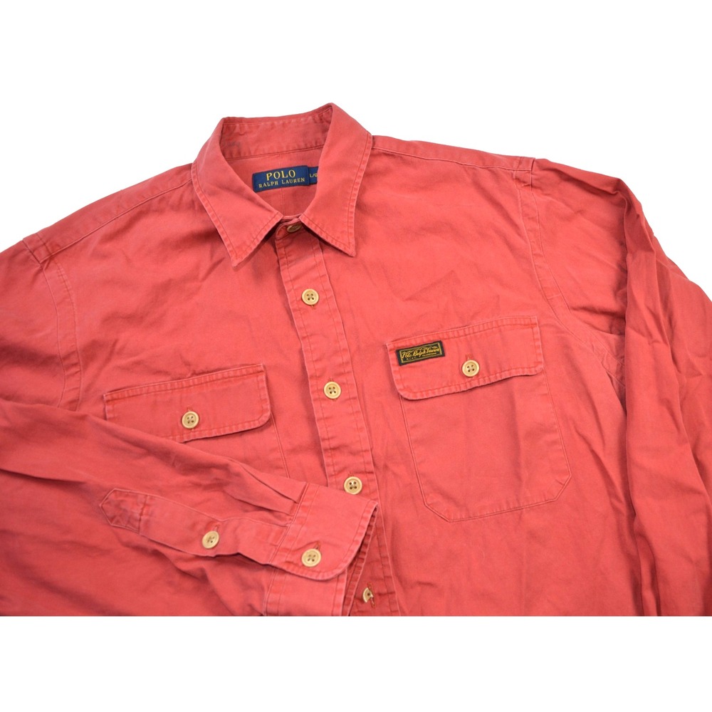 Polo Ralph Lauren Camp Shirt Button Up Canvas Front Pockets‎ Long Sleeve Men's L